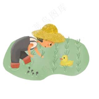 芒种节气绿色水稻田插秧男孩