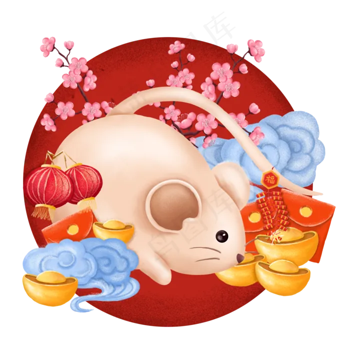 新年 鼠年 春节,免抠元素(2000X2000(DPI:300))psd模版下载