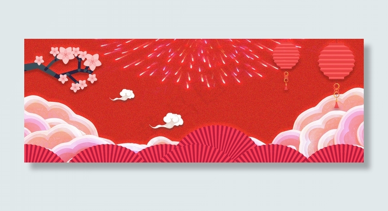 红色满天烟火谢师宴庆祝立体banner