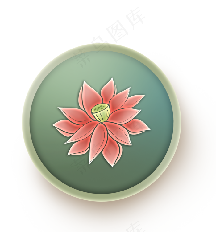 古风莲花莲蓬图标(2000X2158(DPI:299))psd模版下载