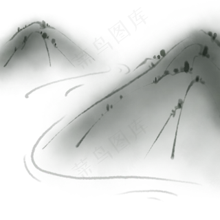 水墨山水板绘免扣