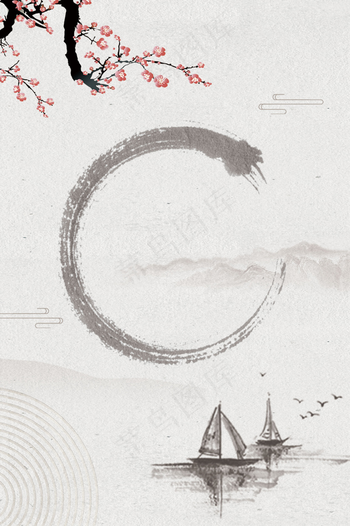 简约水墨复古节日背景