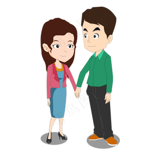 一对情侣含情脉脉手牵手