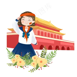 建军节敬礼女学生png素材