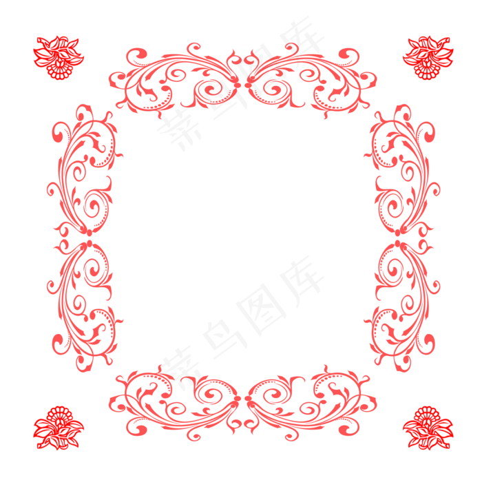 红色边框唯美图案元素,免抠元素(2000*2000px 300 dpi )psd模版下载