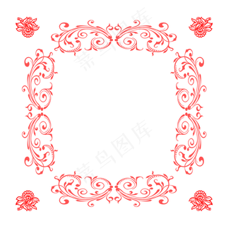红色边框唯美图案元素,免抠元素