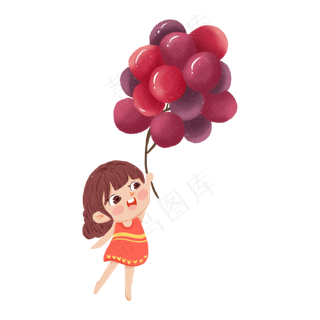 一个踮着脚拿着葡萄的小女孩