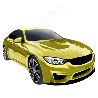 黄色系时尚写实汽车插图,免抠元素