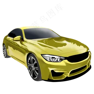 黄色系时尚写实汽车插图,免抠元素