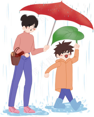 清明节打伞的小女孩