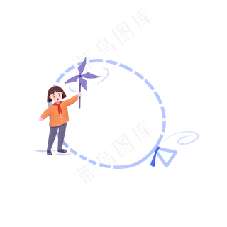 61儿童节之女孩手拿纸风车趣味