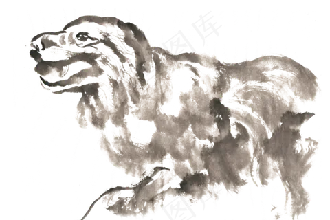 咆哮的小狗水墨画PNG免抠素材 咆哮的小狗水墨画PNG免抠素材