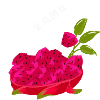 切块盛装的火龙果