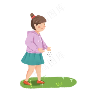 女孩芒种田地播种素材