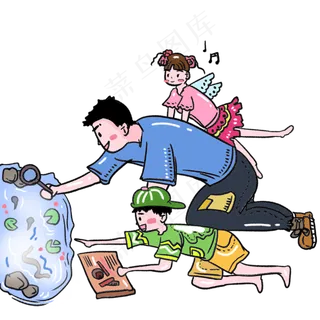 父亲节卡通手绘父亲儿子组合