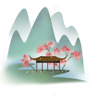 春天初春古风风景,免抠元素