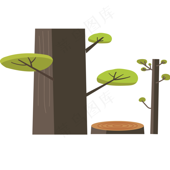 两个绿色的大树植物(2000X2000(DPI:300))psd模版下载