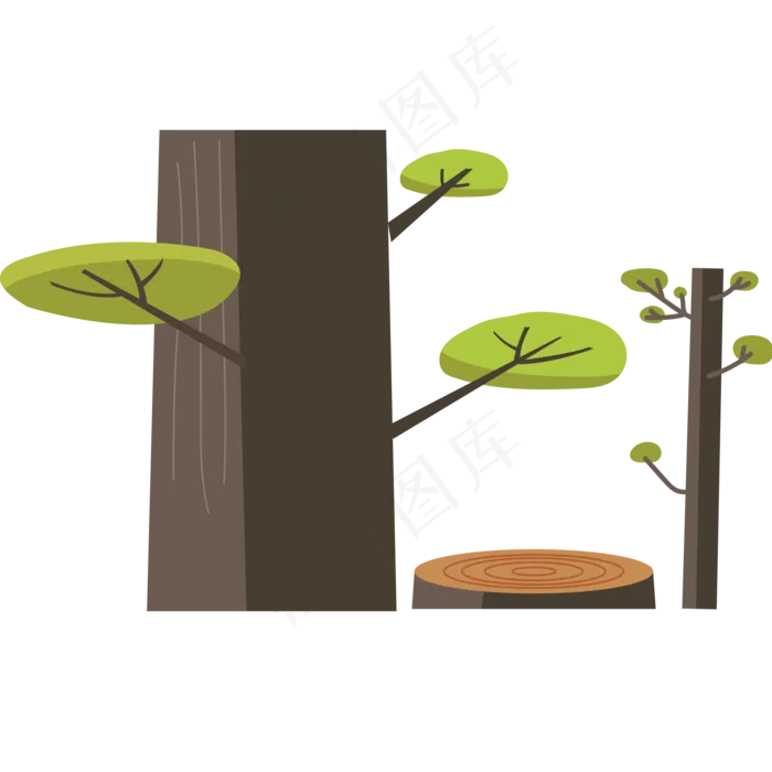 两个绿色的大树植物(2000X2000(DPI:300))psd模版下载