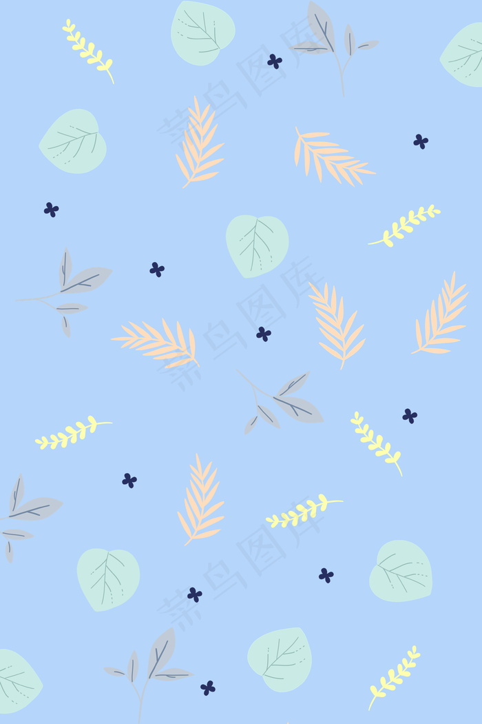 蓝色花草底纹背景