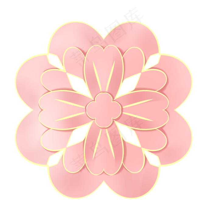 节日边框立体剪纸花,免抠元素(2050X2050(DPI:299))psd模版下载