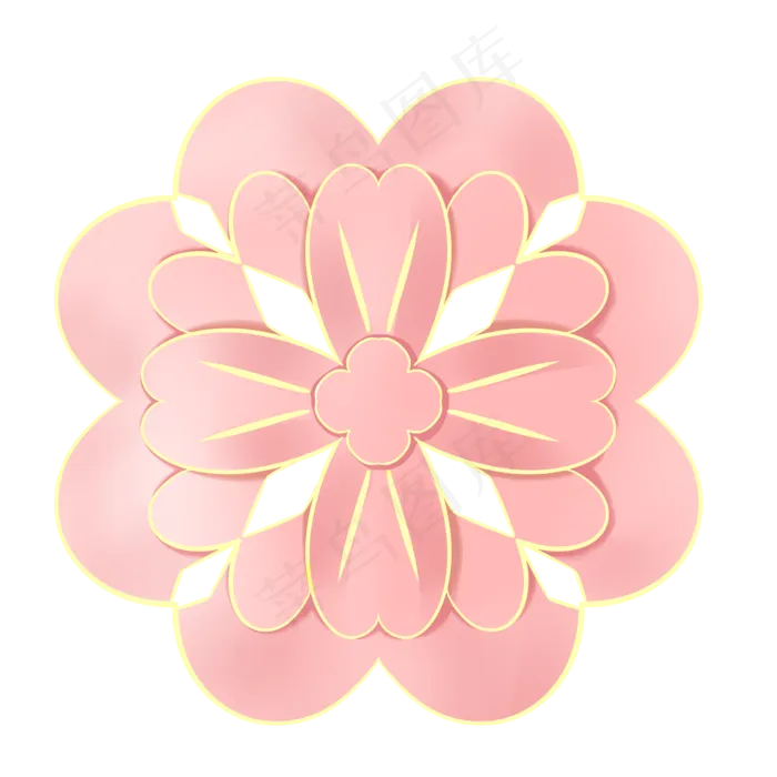 节日边框立体剪纸花,免抠元素(2050X2050(DPI:299))psd模版下载