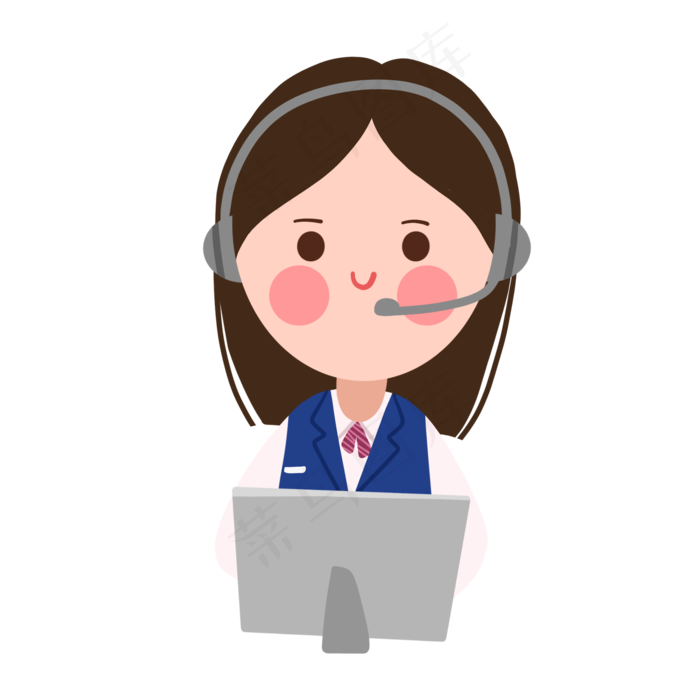 卡通女客服职业女性PNG免抠素材