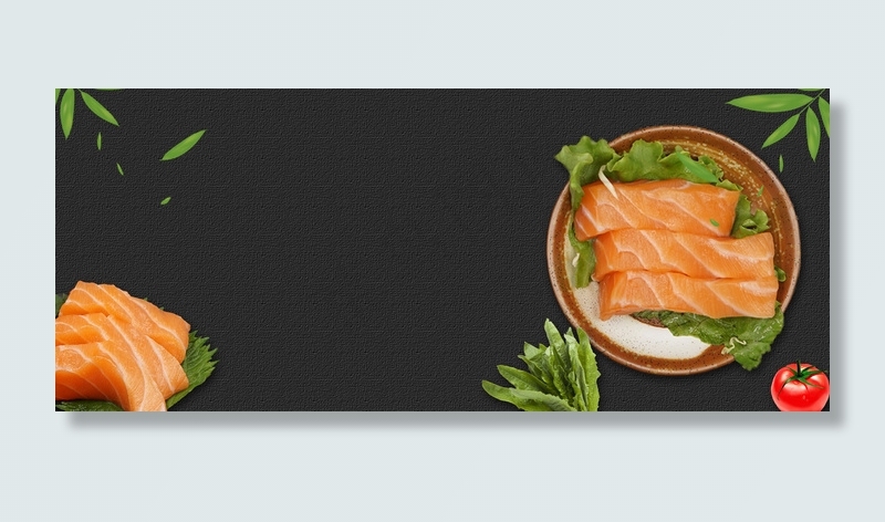 日本三文鱼简约质感黑色banner