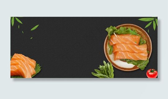 日本三文鱼简约质感黑色banner