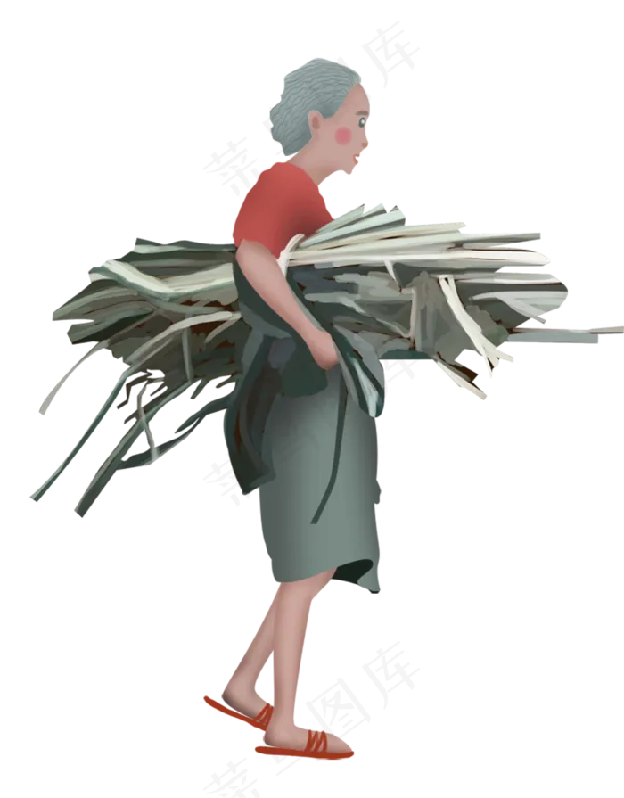 老奶奶拾柴火(800X1023(DPI:300))psd模版下载