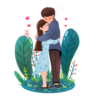 七夕小清新情侣拥抱