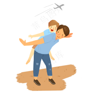 父亲节骑在爸爸身上的男孩