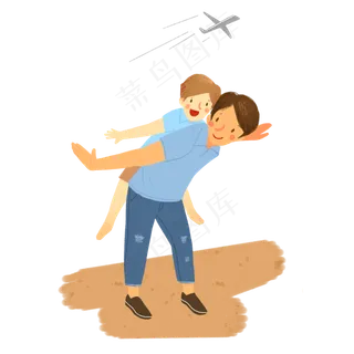 父亲节骑在爸爸身上的男孩