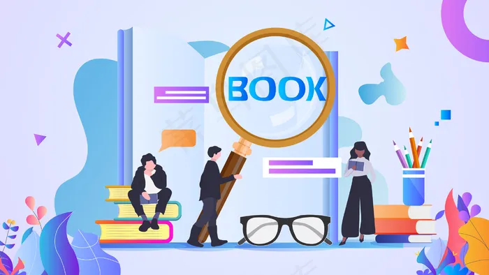 读书日白领阅读书籍(2880*1620px 300 dpi )ai矢量模版下载