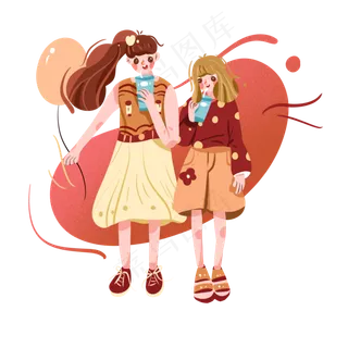 过六一儿童节喝果汁的可爱姐妹p