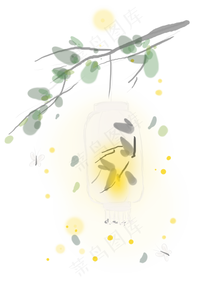 中元节树下的灯笼,免抠元素