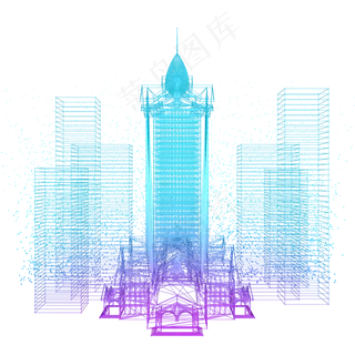 楼空间建筑科技商业智能魔幻数据,免抠元素