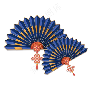 中国风立体折纸扇子,免抠元素