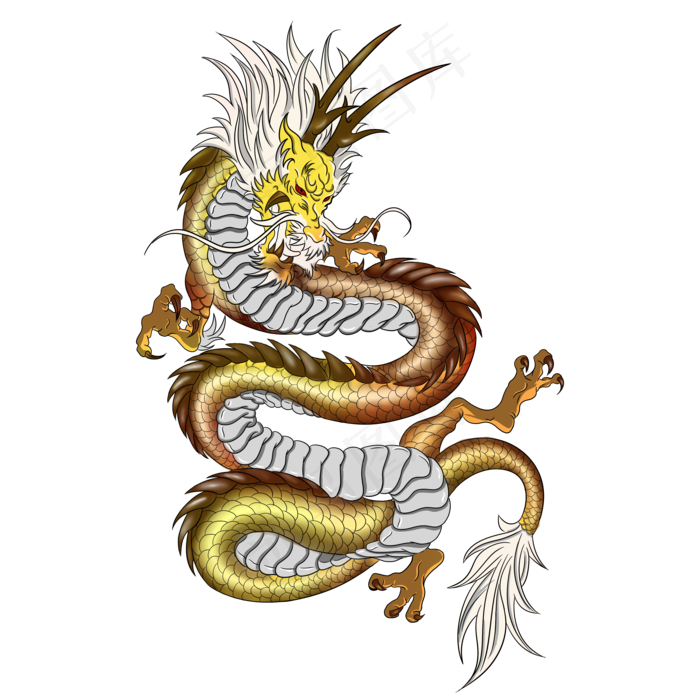 中国古典神兽金龙,免抠元素(3500*3500px 300 dpi )psd模版下载
