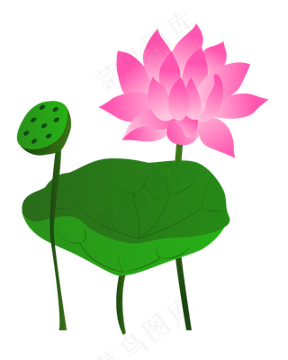 矢量卡通粉色莲花