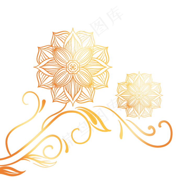 金色线描花纹(2048X2048(DPI:300))psd模版下载