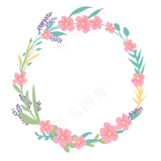 唯美植物花环边框,免抠元素