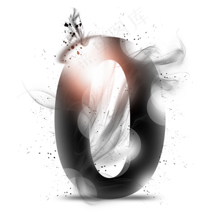 透明水墨艺术数字0