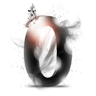 透明水墨艺术数字0