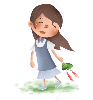 端午节拿粽子挂饰的女孩