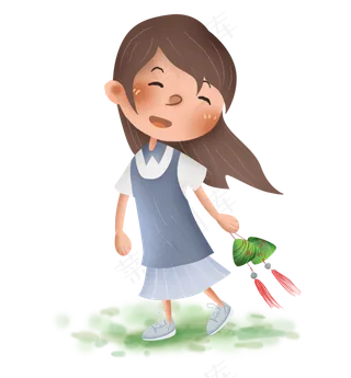 端午节拿粽子挂饰的女孩