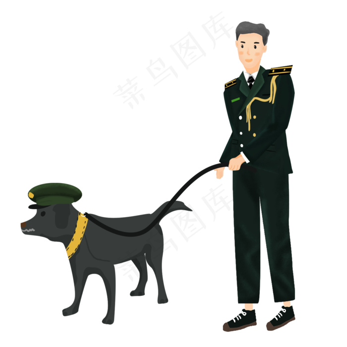 国际禁毒日缉毒民警和警犬,免抠元素(2000*2000px 300 dpi )psd模版下载