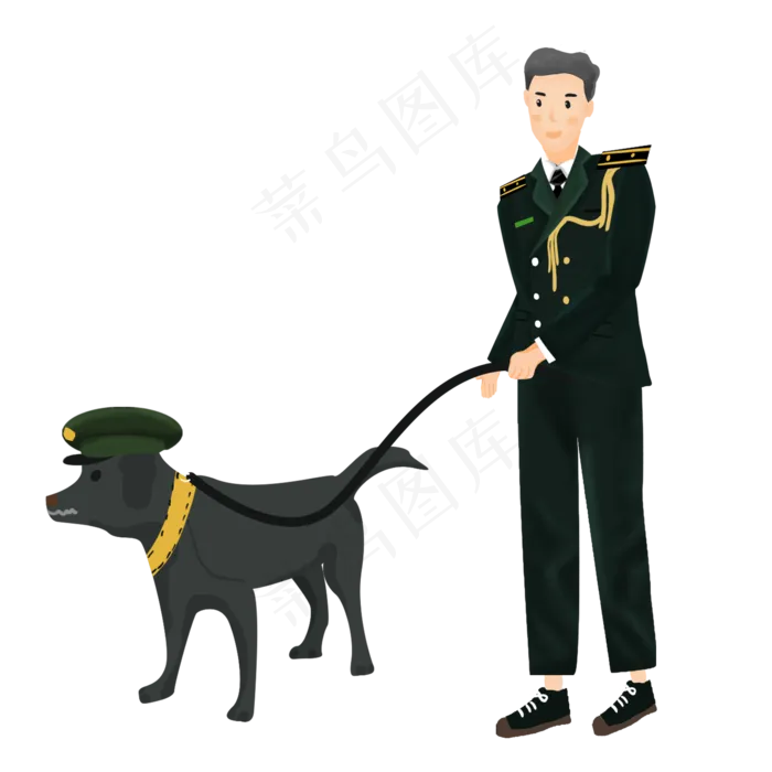 国际禁毒日缉毒民警和警犬,免抠元素(2000*2000px 300 dpi )psd模版下载