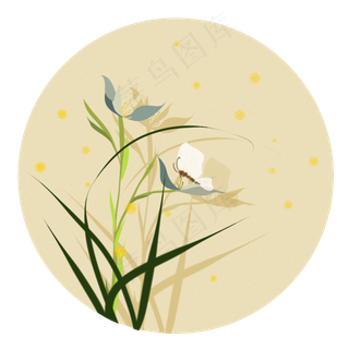 春天的兰花和蝴蝶,免抠元素