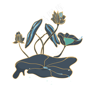 清凉夏天荷叶莲花