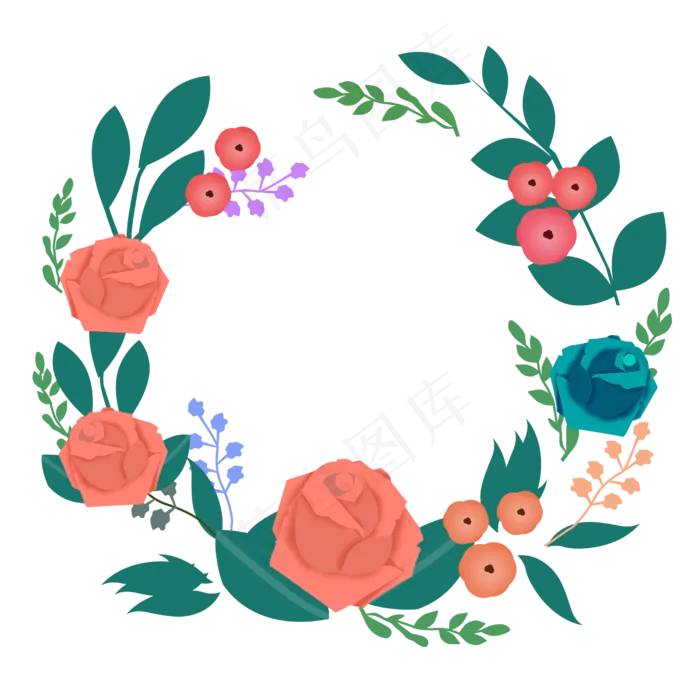 情人节七夕玫瑰装饰花环(2500X2500(DPI:300))psd模版下载